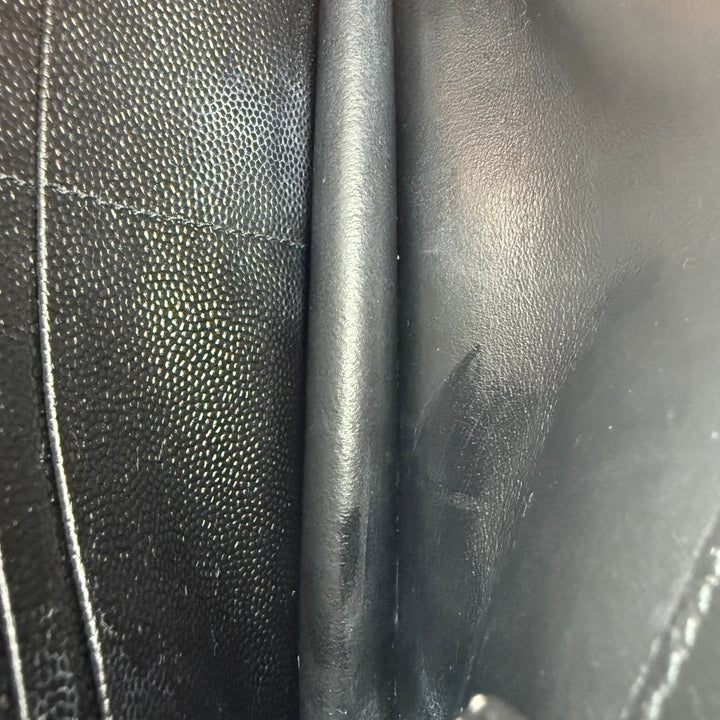 Saint Laurent YSL Black Grained Envelope Leather Wallet On Chain Handbag - Lux Central