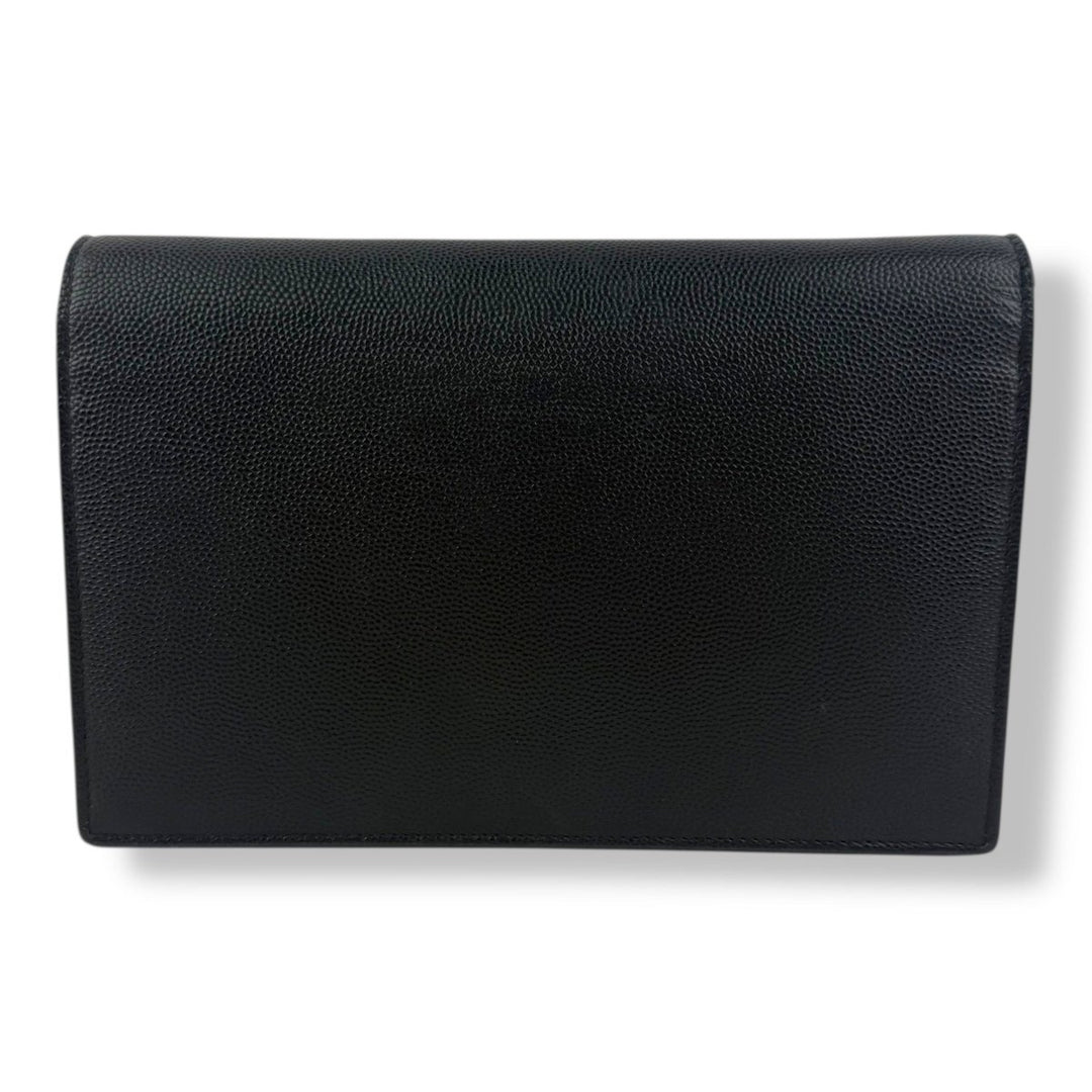 Saint Laurent YSL Black Grained Leather Kate Tassel Wallet On Chain Handbag - Lux Central
