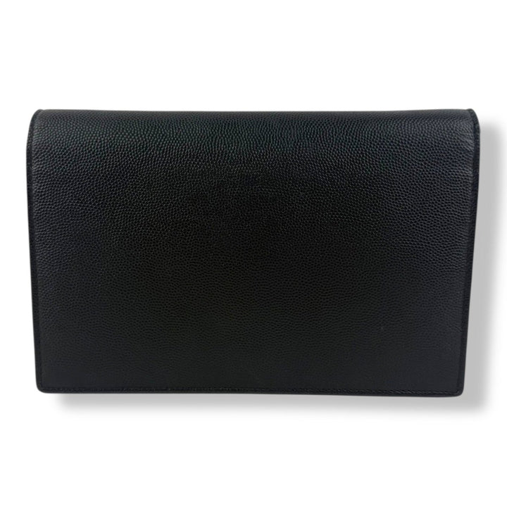 Saint Laurent YSL Black Grained Leather Kate Tassel Wallet On Chain Handbag - Lux Central