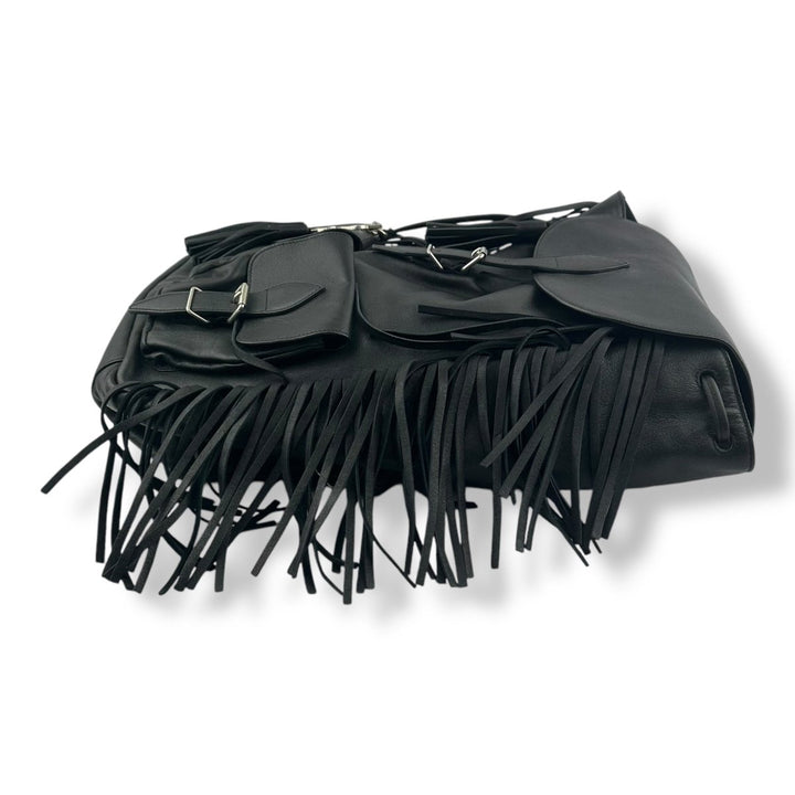 Saint Laurent YSL Black Leather Festival Fringe Backpack - Lux Central