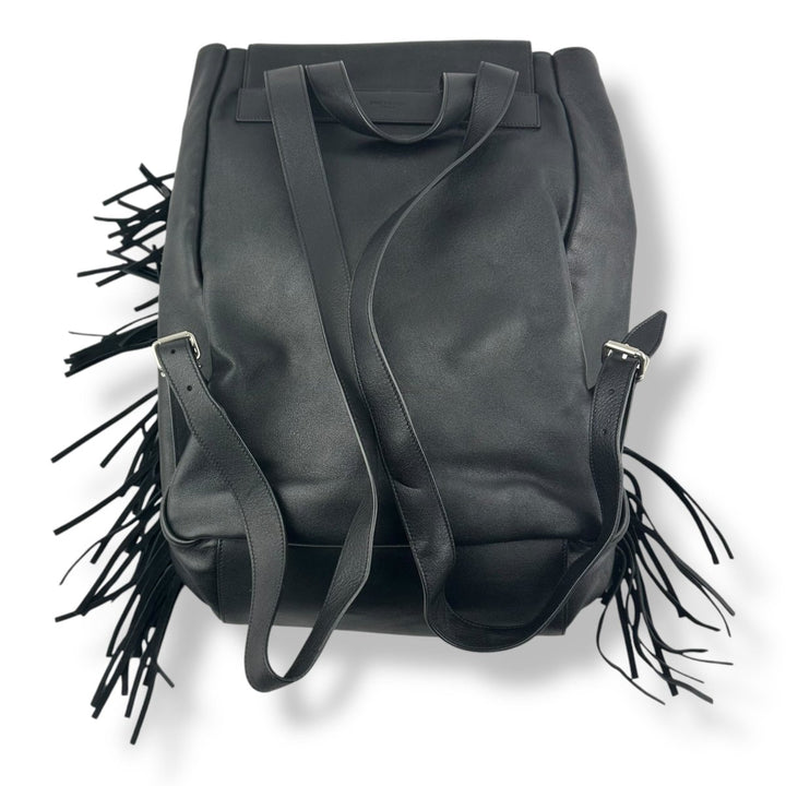 Saint Laurent YSL Black Leather Festival Fringe Backpack - Lux Central