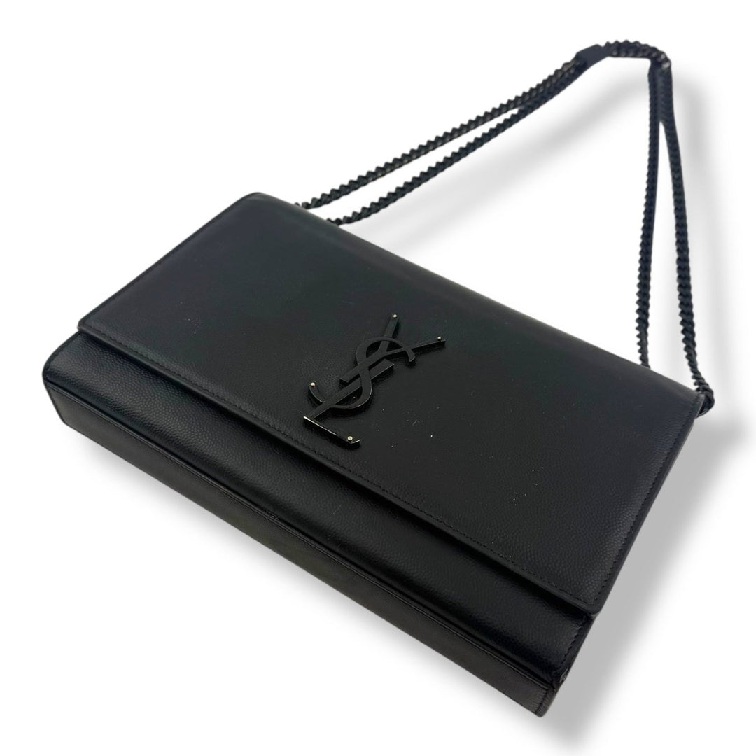 Saint Laurent YSL Black Leather Medium Kate Handbag - Lux Central