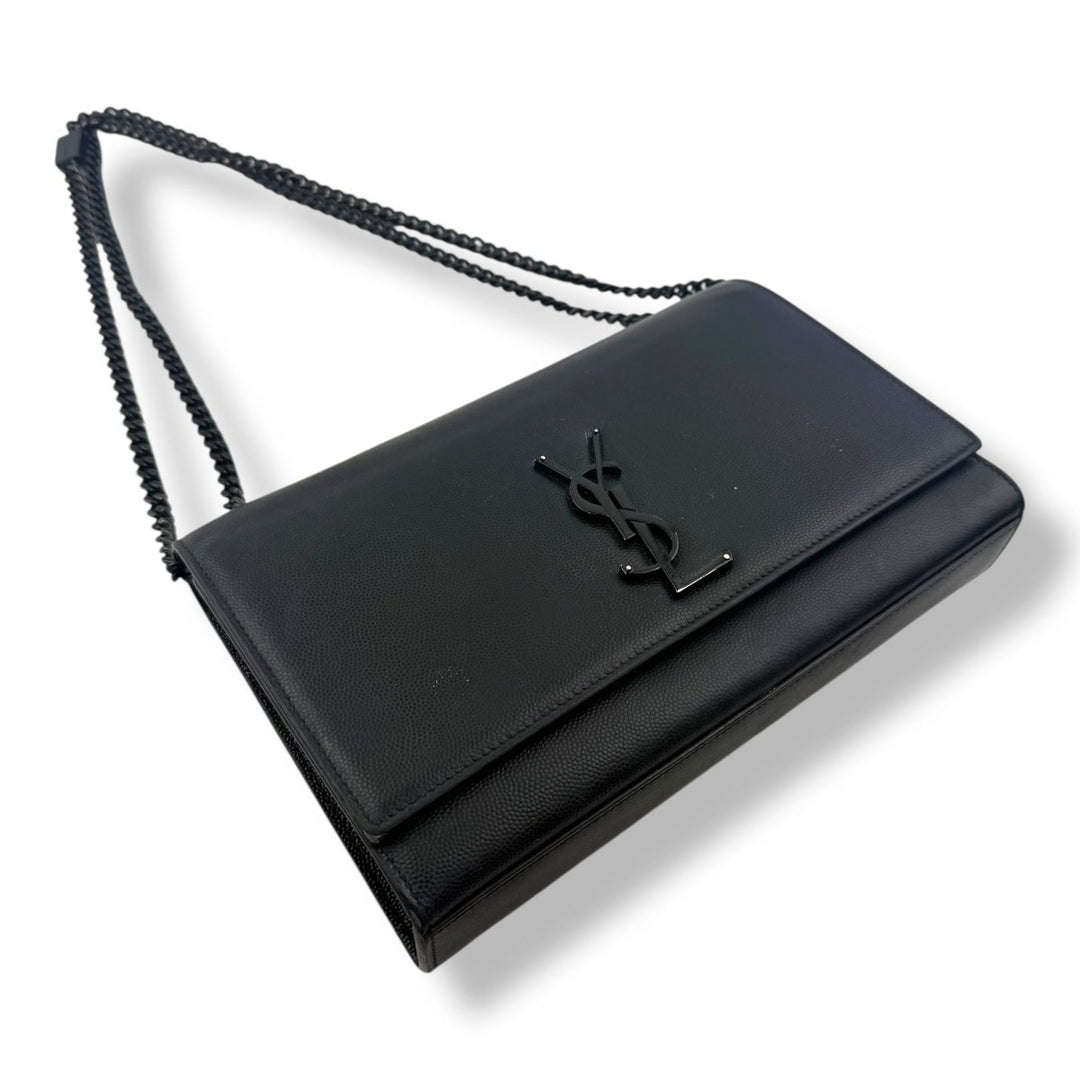 Saint Laurent YSL Black Leather Medium Kate Handbag - Lux Central