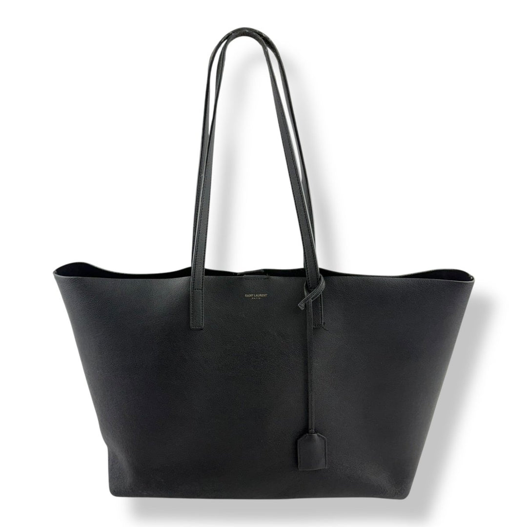 Saint Laurent YSL Black Shopping Tote Leather Handbag - Lux Central