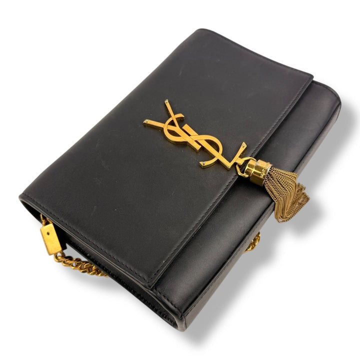 Saint Laurent YSL Black Small Kate Smooth Leather Handbag - Lux Central