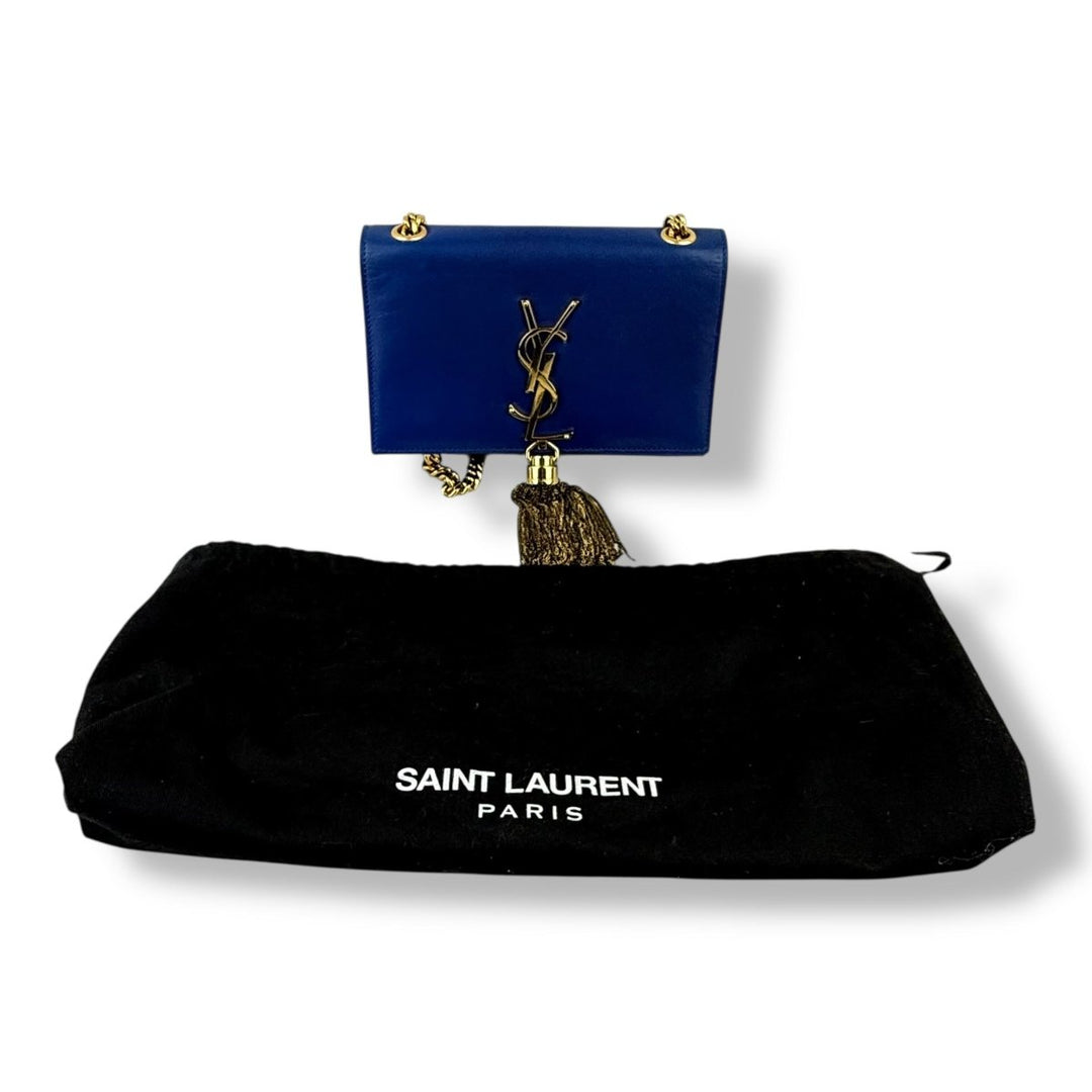 Saint Laurent YSL Blue Leather Kate Tassel Mini Handbag - Lux Central