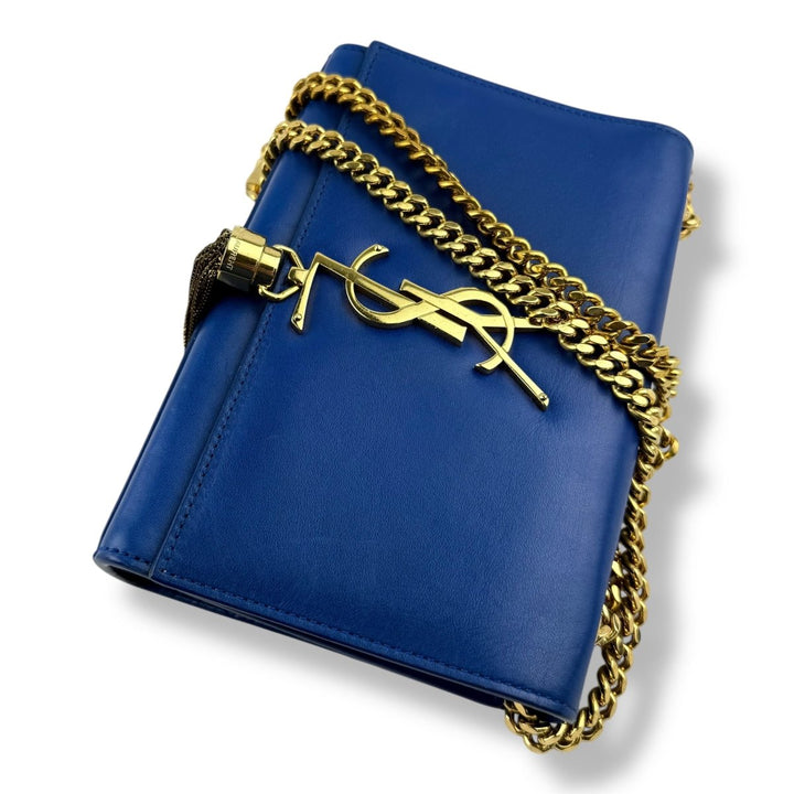 Saint Laurent YSL Blue Leather Kate Tassel Mini Handbag - Lux Central