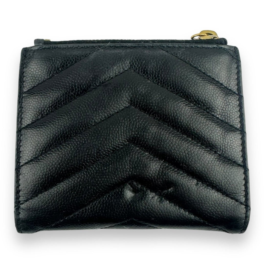 Saint Laurent YSL Cassamdre Black Quilted Small Bifold Small Leather Wallet Purse - Lux Central