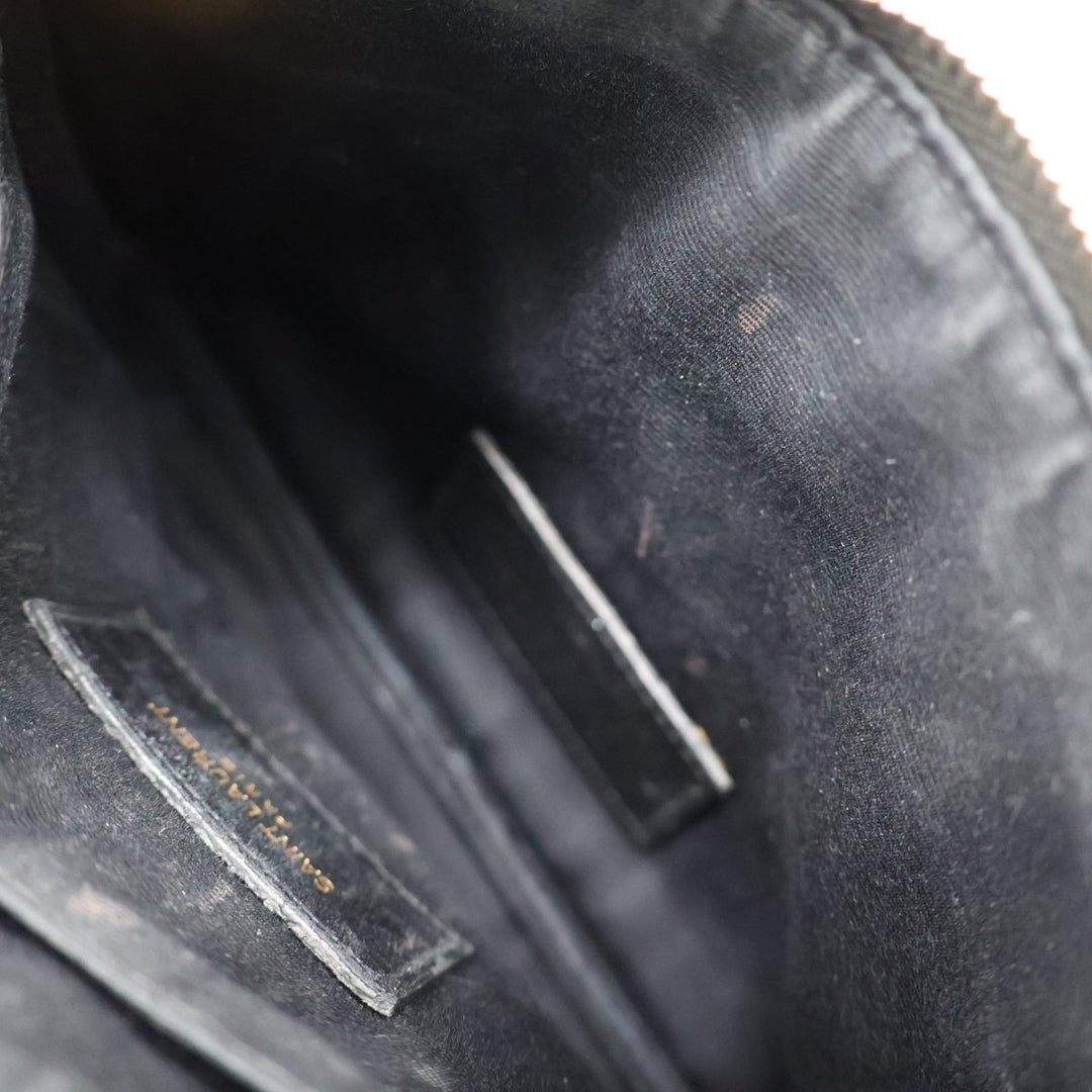 Saint Laurent YSL Cassandre Black Calfskin Leather Pouch Clutch Bag - Lux Central