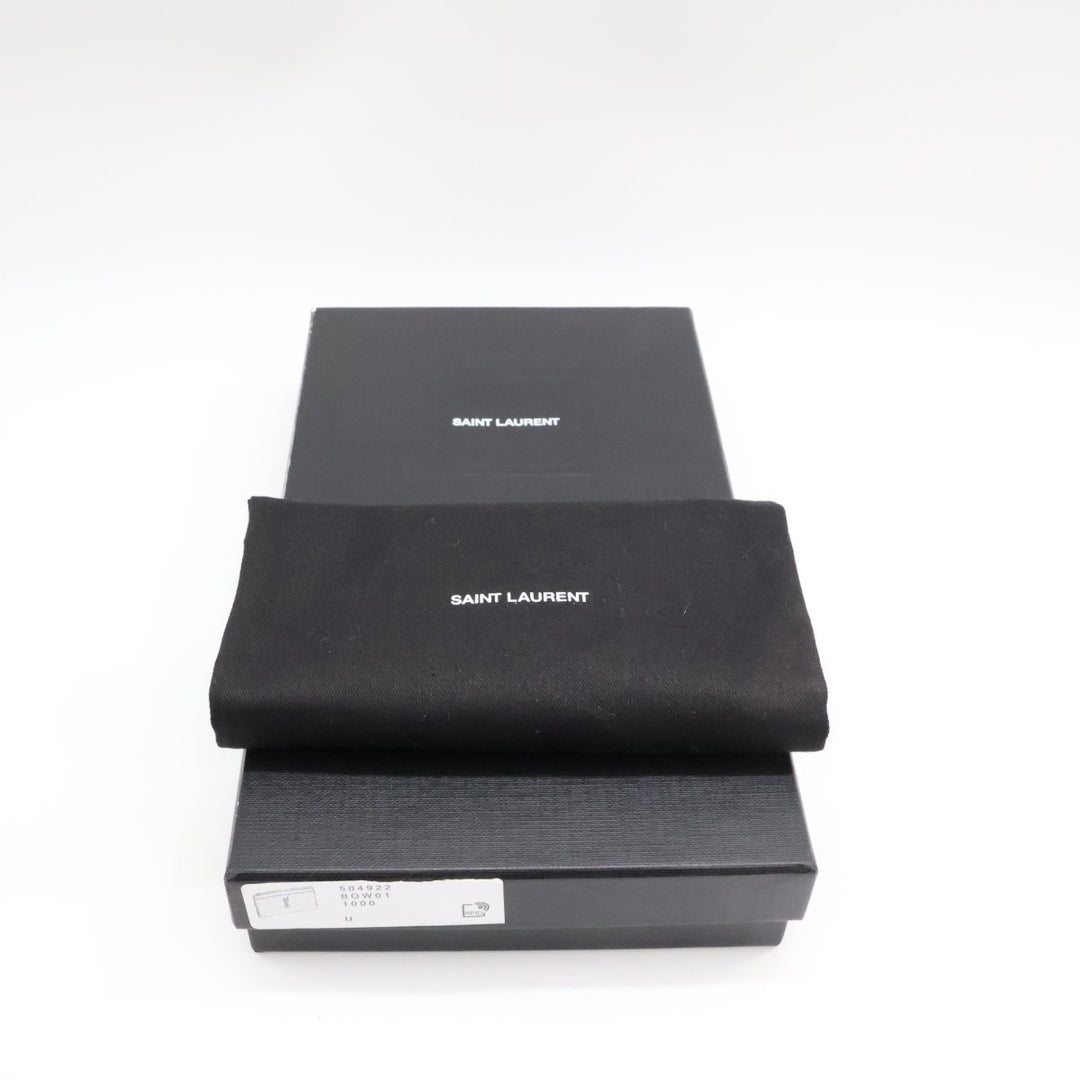 Saint Laurent YSL Cassandre Black Calfskin Leather Pouch Clutch Bag - Lux Central