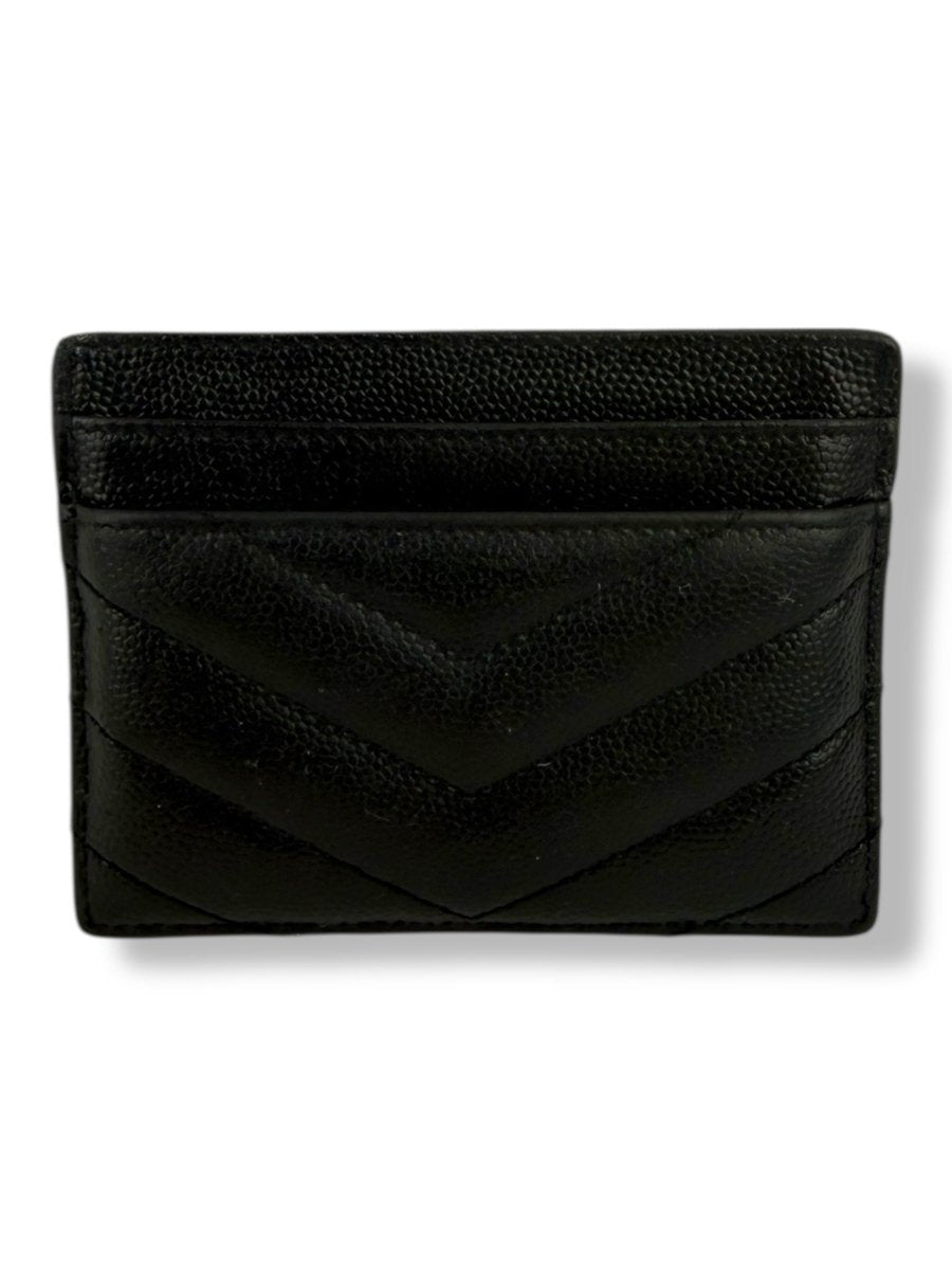 Saint Laurent YSL Cassandre Black Matelassé Leather Cardholder Purse - Lux Central
