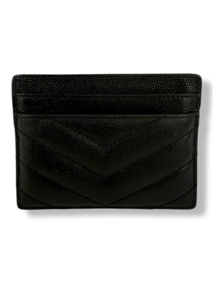 Saint Laurent YSL Cassandre Black Matelassé Leather Cardholder Purse - Lux Central