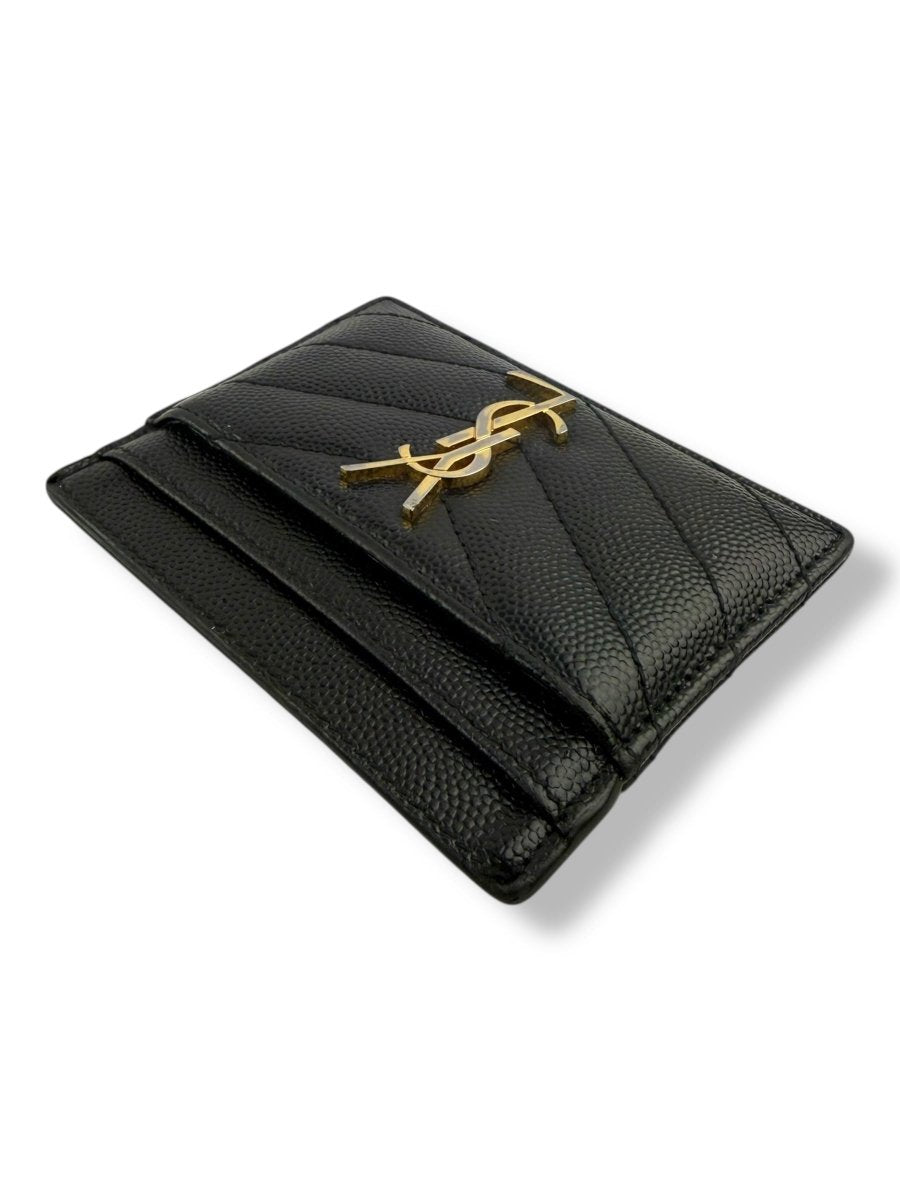Saint Laurent YSL Cassandre Black Matelassé Leather Cardholder Purse - Lux Central