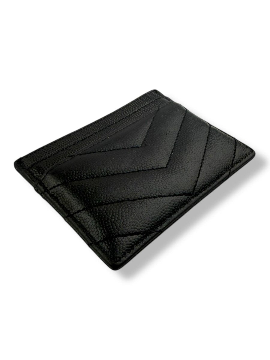Saint Laurent YSL Cassandre Black Matelassé Leather Cardholder Purse - Lux Central