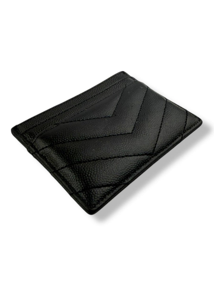 Saint Laurent YSL Cassandre Black Matelassé Leather Cardholder Purse - Lux Central