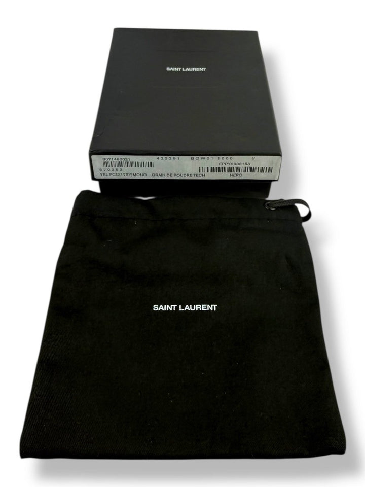 Saint Laurent YSL Cassandre Black Matelassé Leather Cardholder Purse - Lux Central