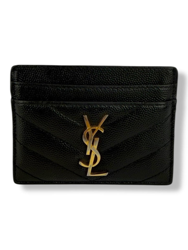 Saint Laurent YSL Cassandre Black Matelassé Leather Cardholder Purse - Lux Central