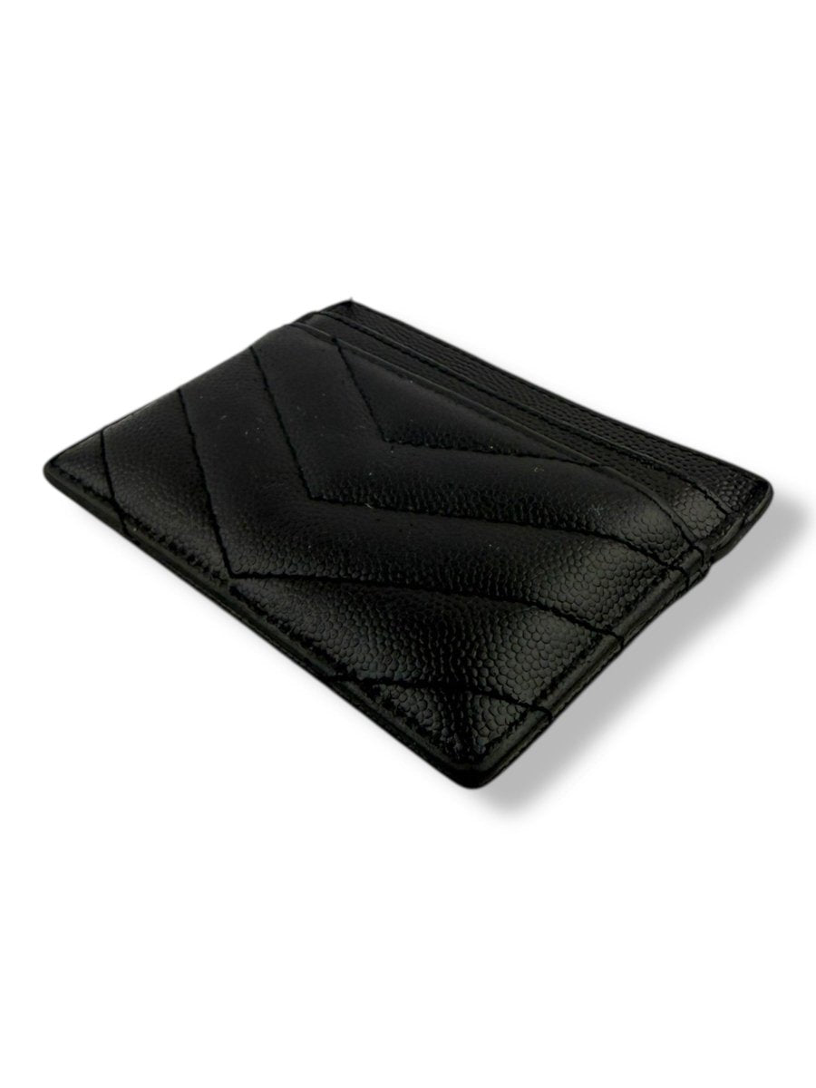 Saint Laurent YSL Cassandre Black Matelassé Leather Cardholder Purse - Lux Central