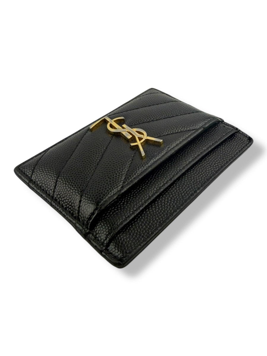 Saint Laurent YSL Cassandre Black Matelassé Leather Cardholder Purse - Lux Central