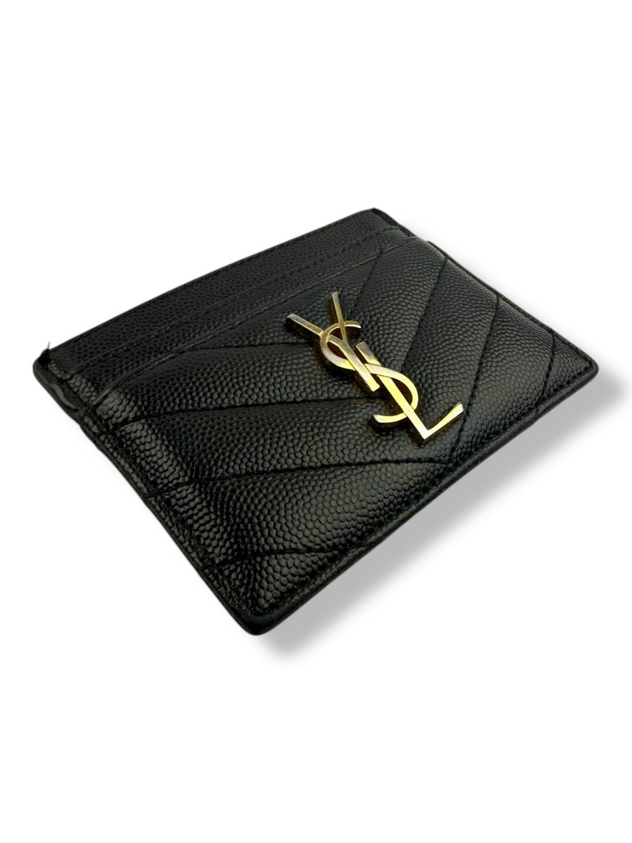 Saint Laurent YSL Cassandre Black Matelassé Leather Cardholder Purse - Lux Central