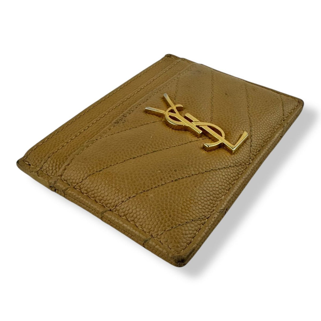 Saint Laurent YSL Cassandre Brown Matelassé Leather Cardholder Purse - Lux Central