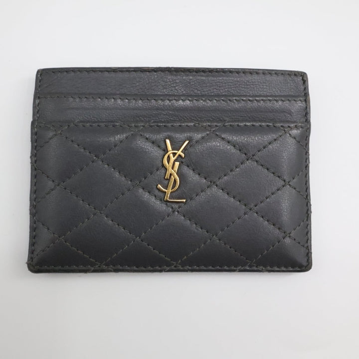 Saint Laurent YSL Cassandre Grey Quilted Leather Cardholder Purse - Lux Central