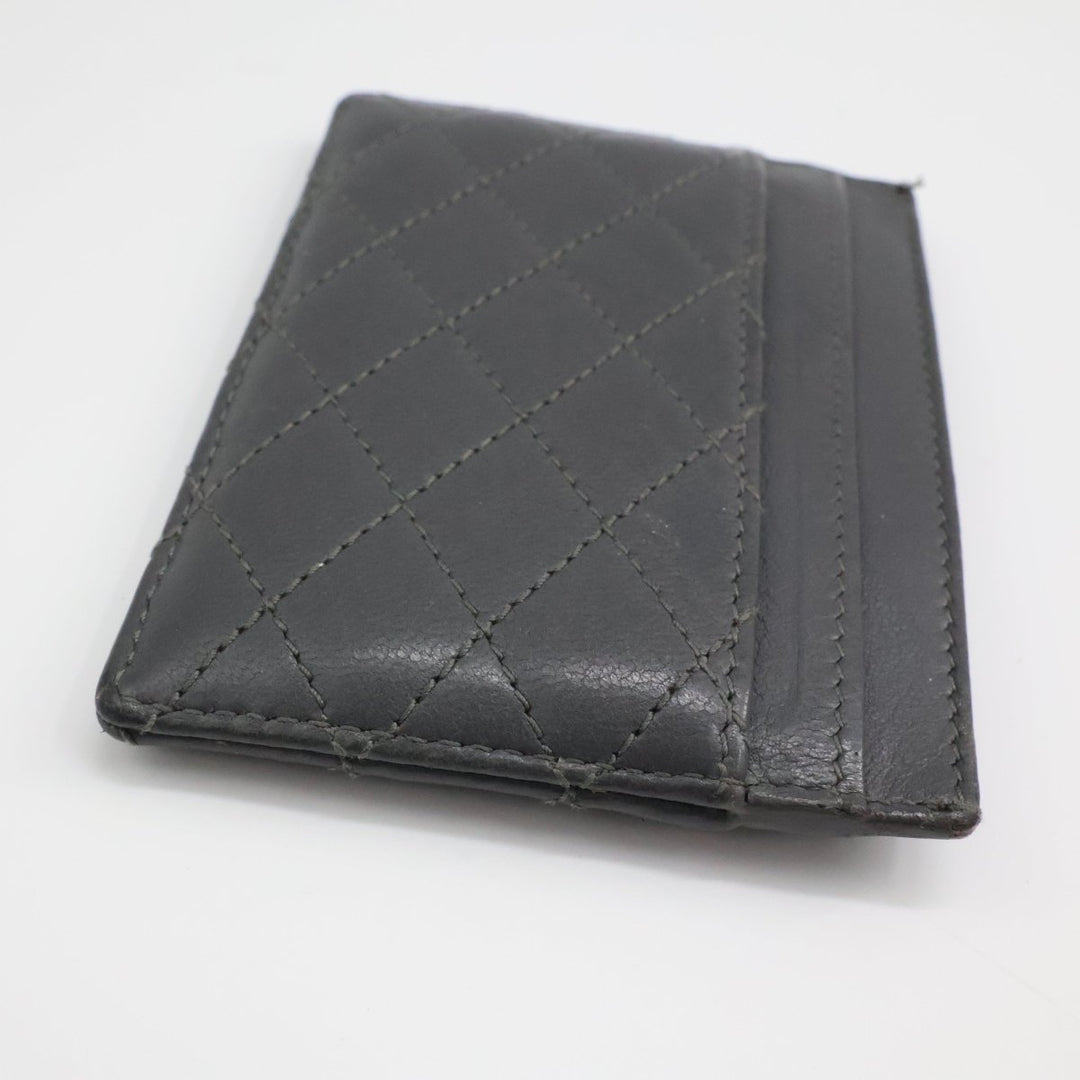 Saint Laurent YSL Cassandre Grey Quilted Leather Cardholder Purse - Lux Central