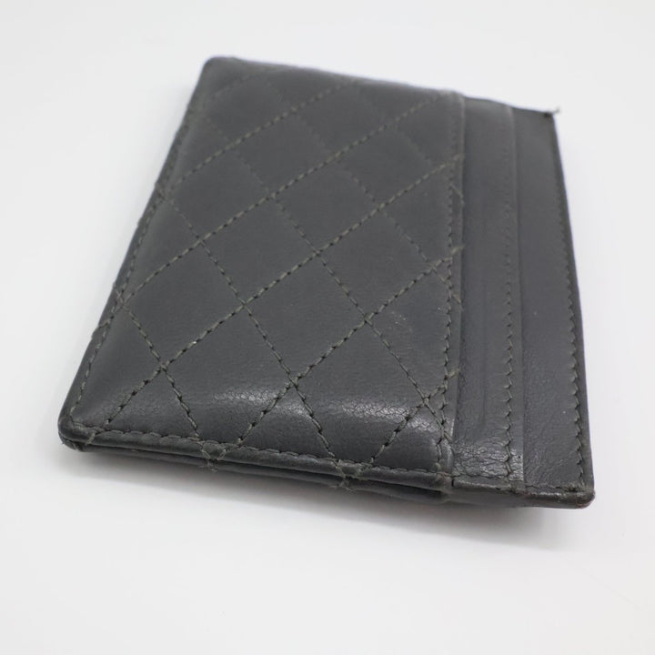Saint Laurent YSL Cassandre Grey Quilted Leather Cardholder Purse - Lux Central