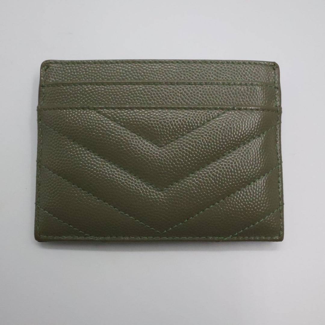 Saint Laurent YSL Cassandre Olive Matelassé Leather Cardholder Purse - Lux Central