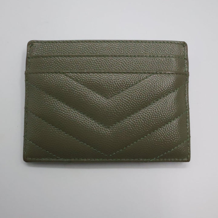 Saint Laurent YSL Cassandre Olive Matelassé Leather Cardholder Purse - Lux Central