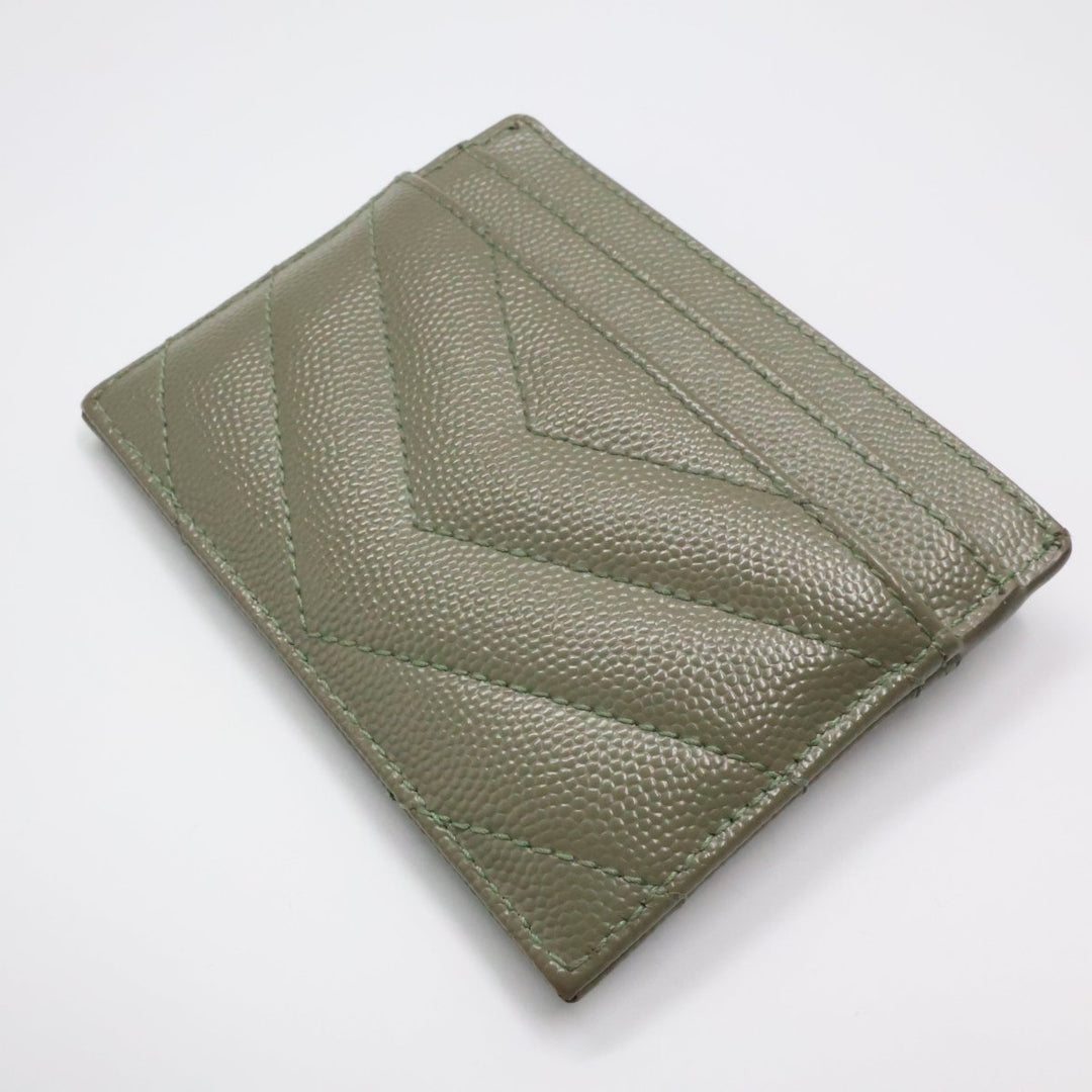 Saint Laurent YSL Cassandre Olive Matelassé Leather Cardholder Purse - Lux Central