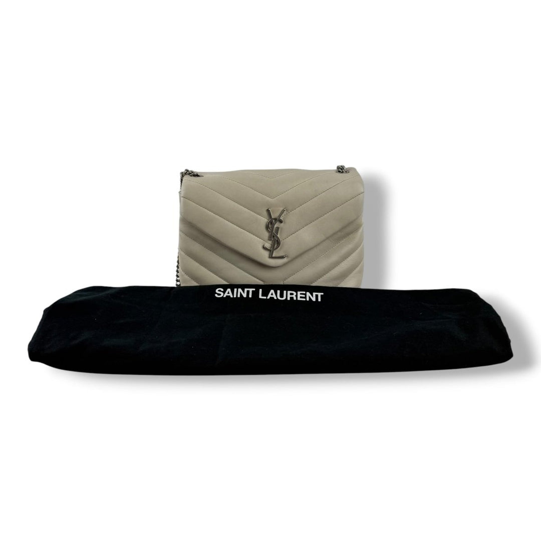 Saint Laurent YSL Cream LouLou Small Quilted Leather Handbag - Lux Central
