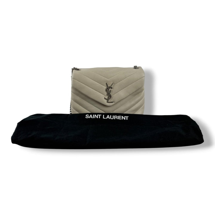 Saint Laurent YSL Cream LouLou Small Quilted Leather Handbag - Lux Central