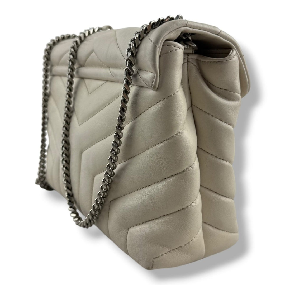 Saint Laurent YSL Cream LouLou Small Quilted Leather Handbag - Lux Central