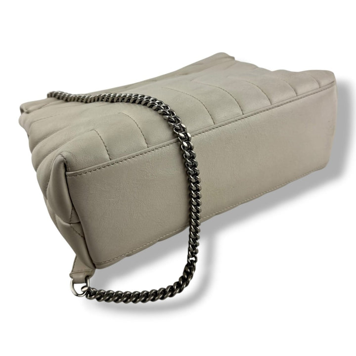 Saint Laurent YSL Cream LouLou Small Quilted Leather Handbag - Lux Central