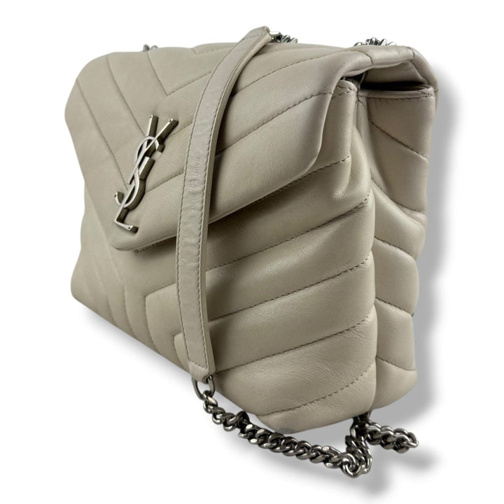 Saint Laurent YSL Cream LouLou Small Quilted Leather Handbag - Lux Central