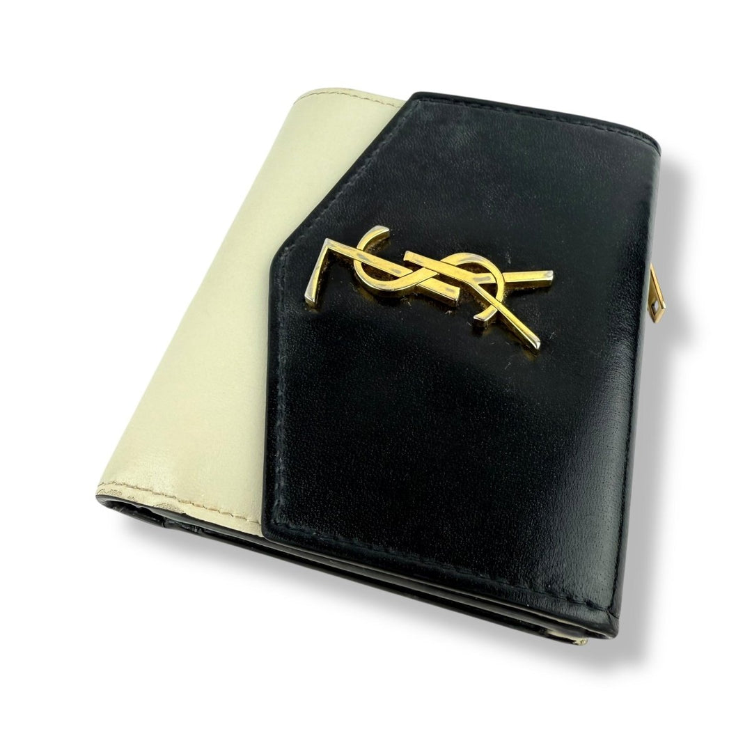 Saint Laurent YSL Cream/Black Uptown Compact Wallet - Lux Central