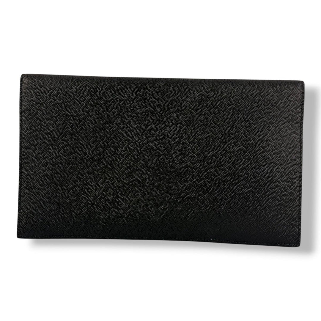 Saint Laurent YSL Croc Uptown Black/Gold Leather Clutch Bag - Lux Central