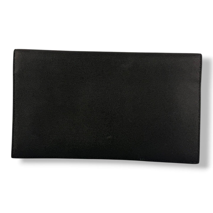 Saint Laurent YSL Croc Uptown Black/Gold Leather Clutch Bag - Lux Central
