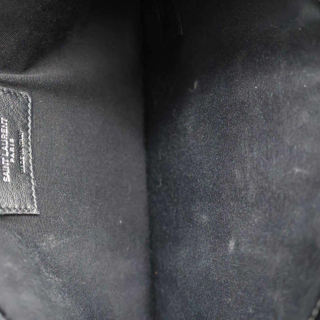 Saint Laurent YSL Croc Uptown Black/Silver Leather Clutch Bag - Lux Central