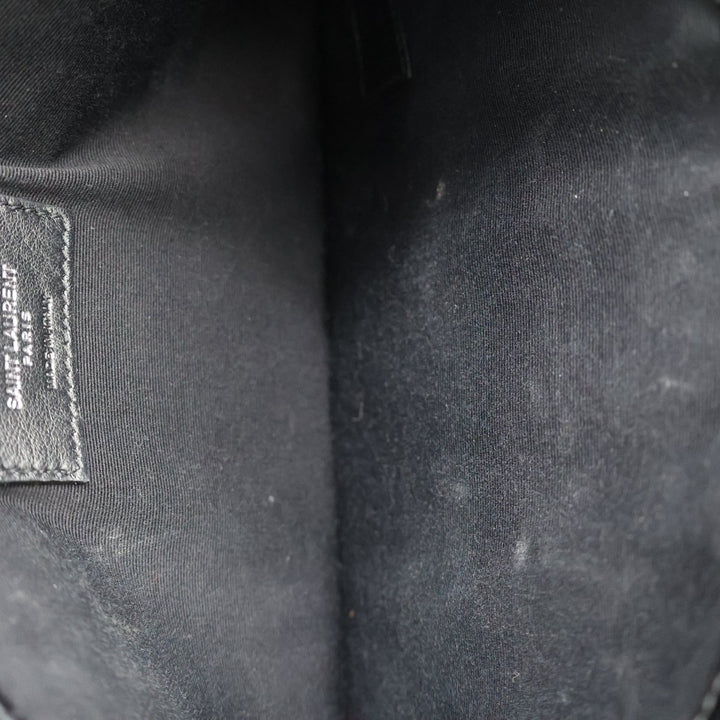 Saint Laurent YSL Croc Uptown Black/Silver Leather Clutch Bag - Lux Central