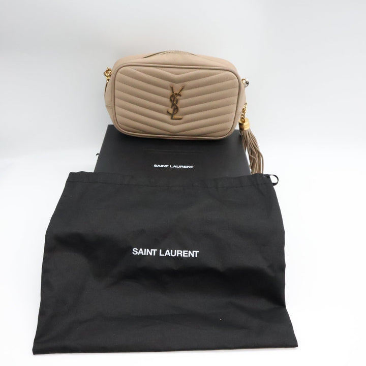 Saint Laurent YSL Lou Camera Beige Crossbody Handbag - Lux Central