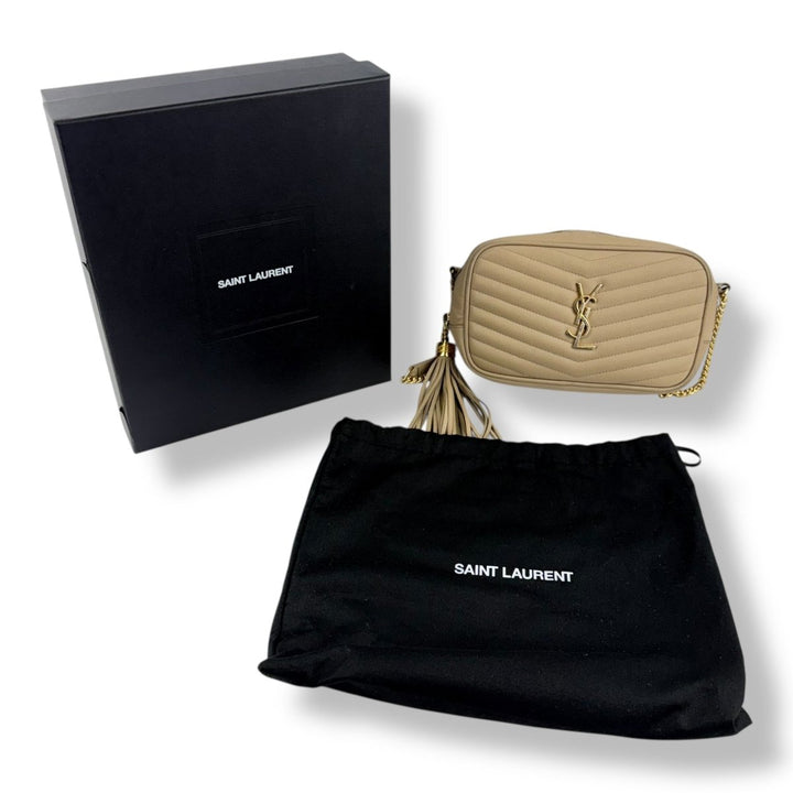 Saint Laurent YSL Lou Camera Beige Crossbody Handbag - Lux Central