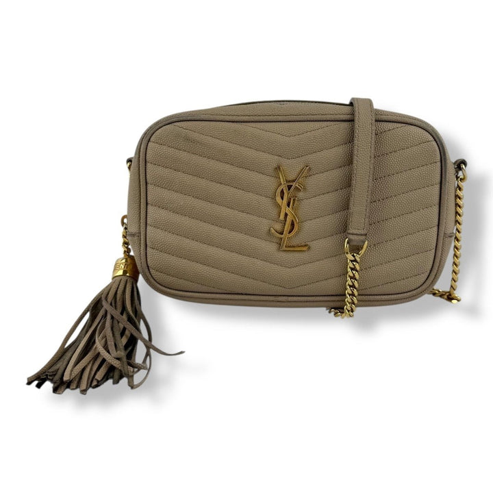 Saint Laurent YSL Lou Camera Beige Crossbody Handbag - Lux Central