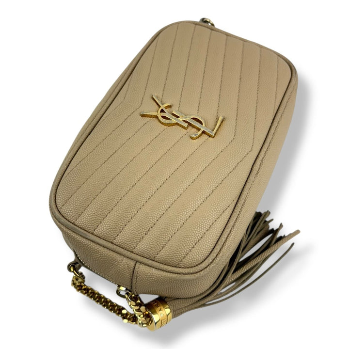 Saint Laurent YSL Lou Camera Beige Crossbody Handbag - Lux Central