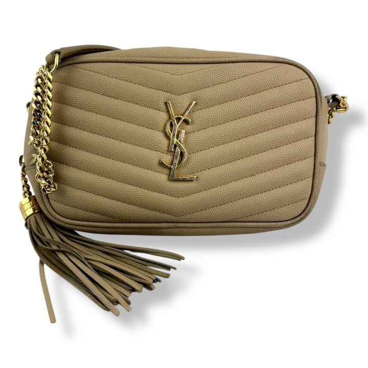 Saint Laurent YSL Lou Camera Beige Crossbody Handbag - Lux Central