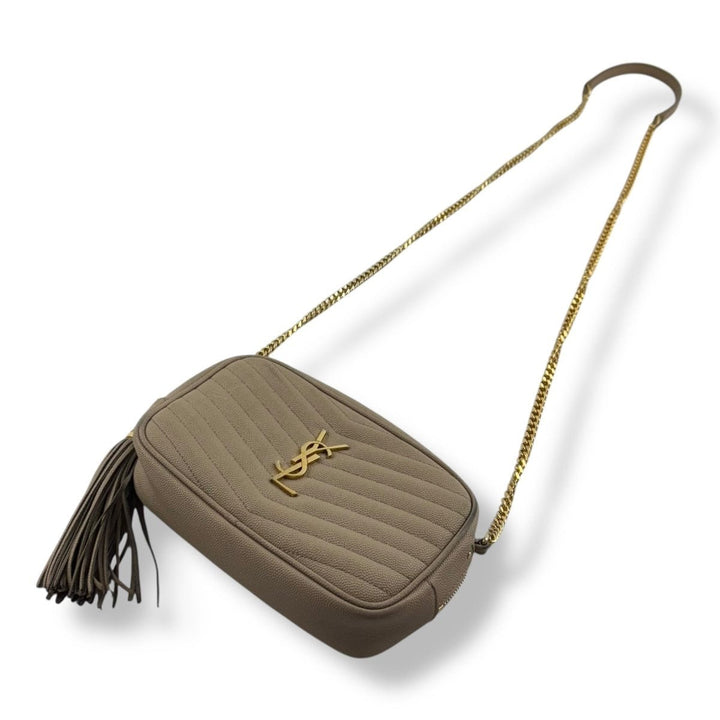 Saint Laurent YSL Lou Camera Beige Crossbody Handbag - Lux Central