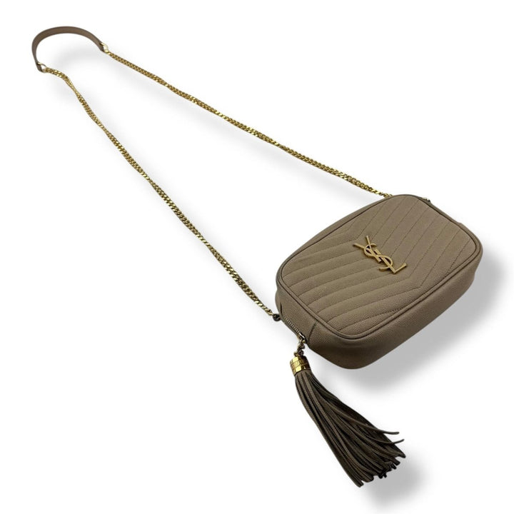 Saint Laurent YSL Lou Camera Beige Crossbody Handbag - Lux Central