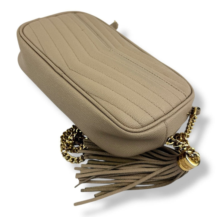 Saint Laurent YSL Lou Camera Beige Crossbody Handbag - Lux Central