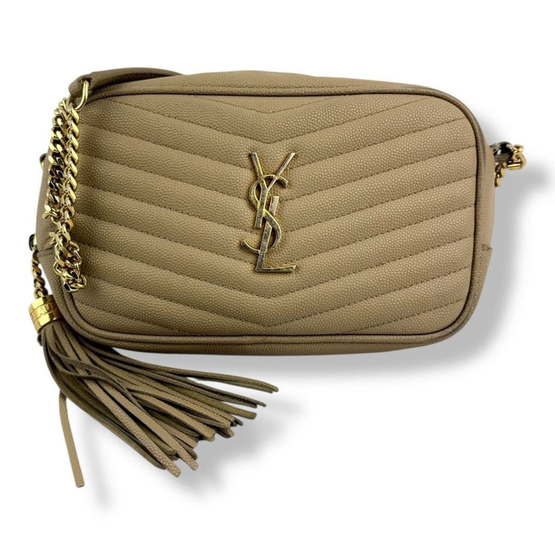 Saint Laurent YSL Lou Camera Beige Crossbody Handbag - Lux Central